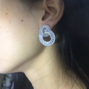 NEW Simulated Diamond Silver Plated Circle Studs